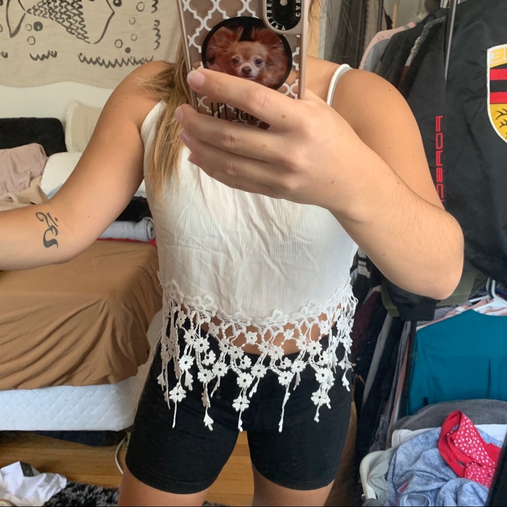 Floral linen tank